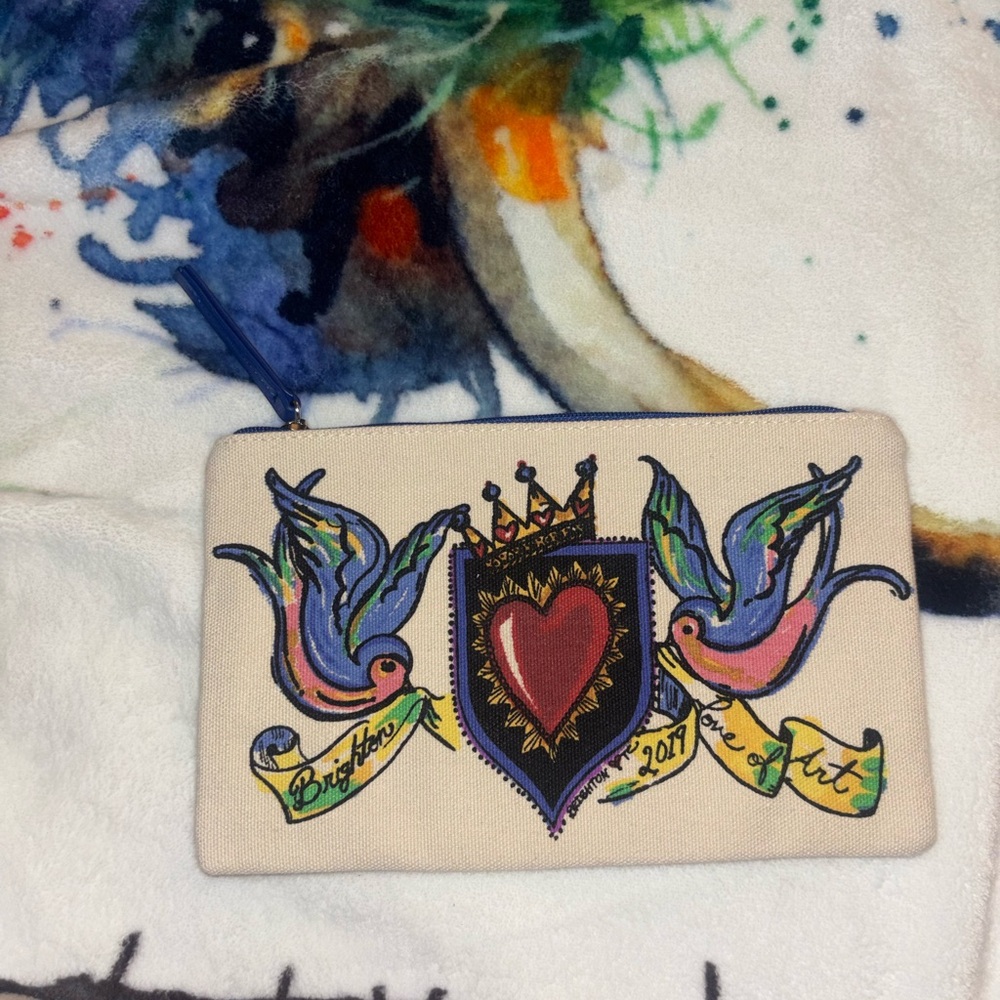 Brighton Multicolor Cosmetic Bag with Heart and Bird Design Year 2019